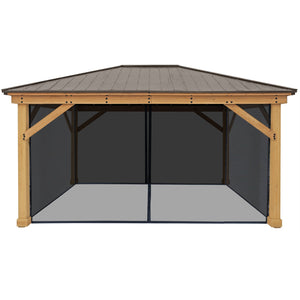 Yardistry 12 x 16 Meridian Gazebo Mesh Kit YM11920COM - Easy Glide Tracks - Full-length Panels - Full-length Zippers - Vital Hydrotherapy