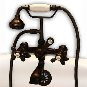 Cambridge Plumbing Clawfoot Tub Brass Deck Mount Faucet with Hand Held Shower Oil Rubbed Bronze CAM463-2 - Vital Hydrotherapy