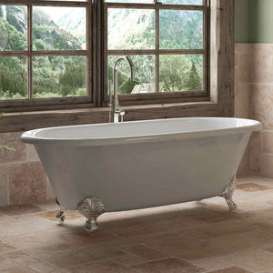 Cambridge Plumbing 66-Inch Double Ended Cast Iron Clawfoot Soaking Tub and Complete Freestanding Plumbing Package DE67-150-PKG-NH