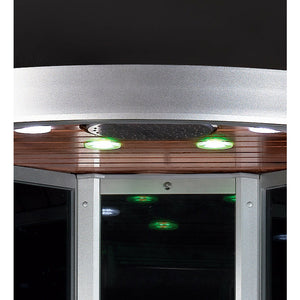 DZ963F8 Corner Steam Shower | 39” x 39” x 89” hard wood ceiling with Deluxe Rainfall Ceiling Shower and LED Chromatherapy Lighting