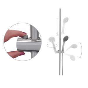 Adjustable height and angle bracket for the hand shower in a white background