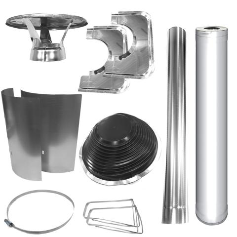 Harvia WHP1000500-PKG Chimney & Assembly Kit, Barrel, Flat Roof WHP1000500-PKG
