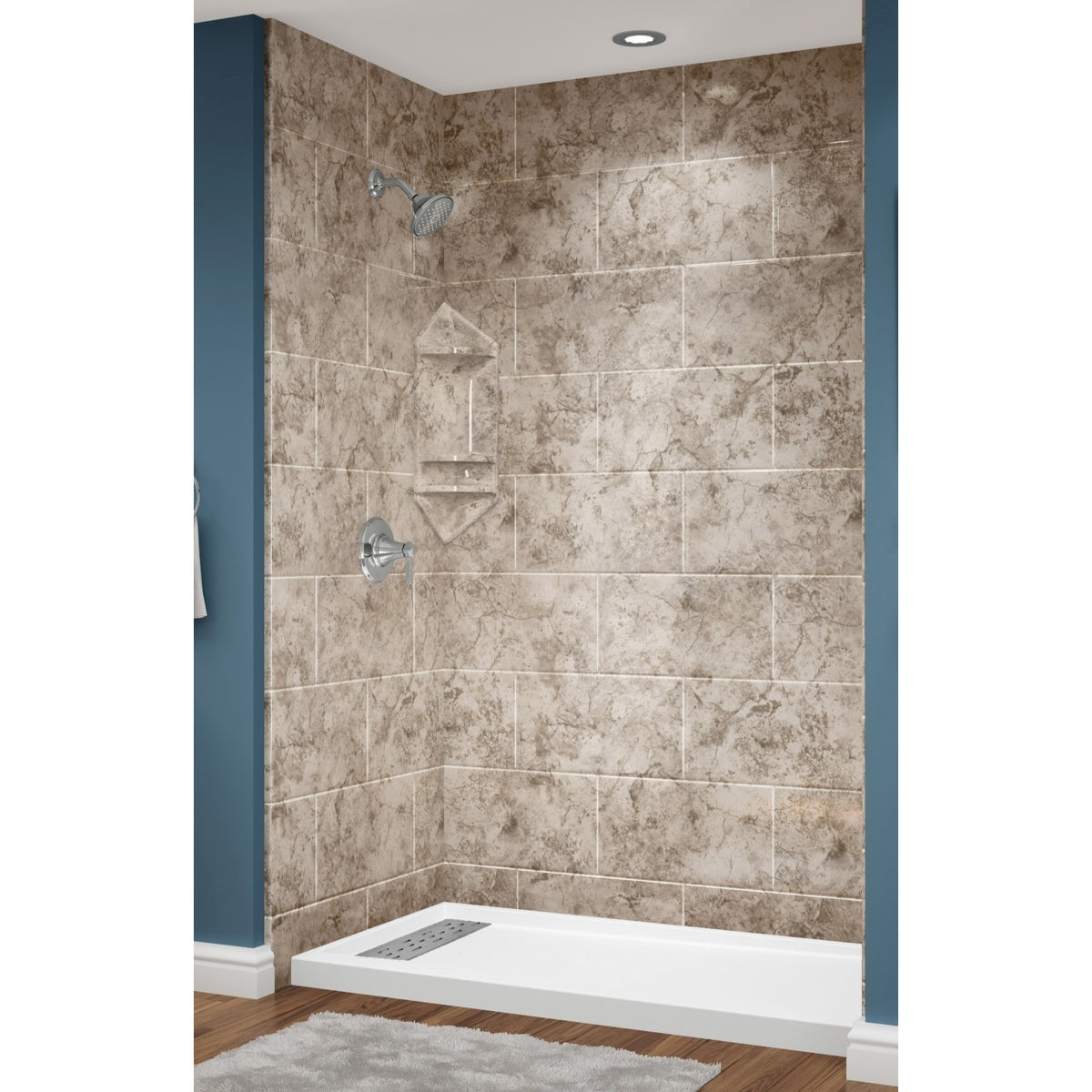 Avora Bath 11x20 Tile RidgeStone Acrylic Alcove Shower Walls 60"W x 36"D x 96"H AV60361212TWWS