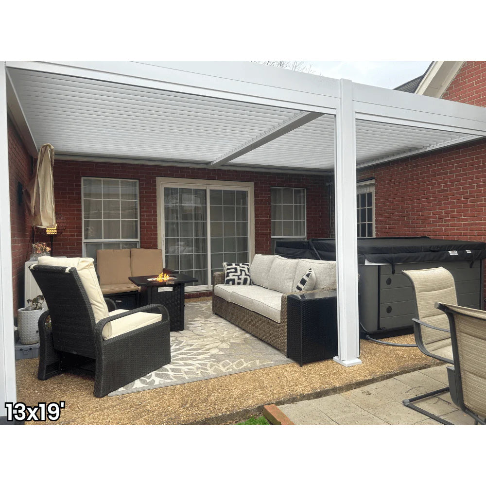Bon Pergola Motorized Aluminum 13'x19' Villa Pergola - White - VP-DIY-6425 - Outdoor Setting - Vital Hydrotherapy
