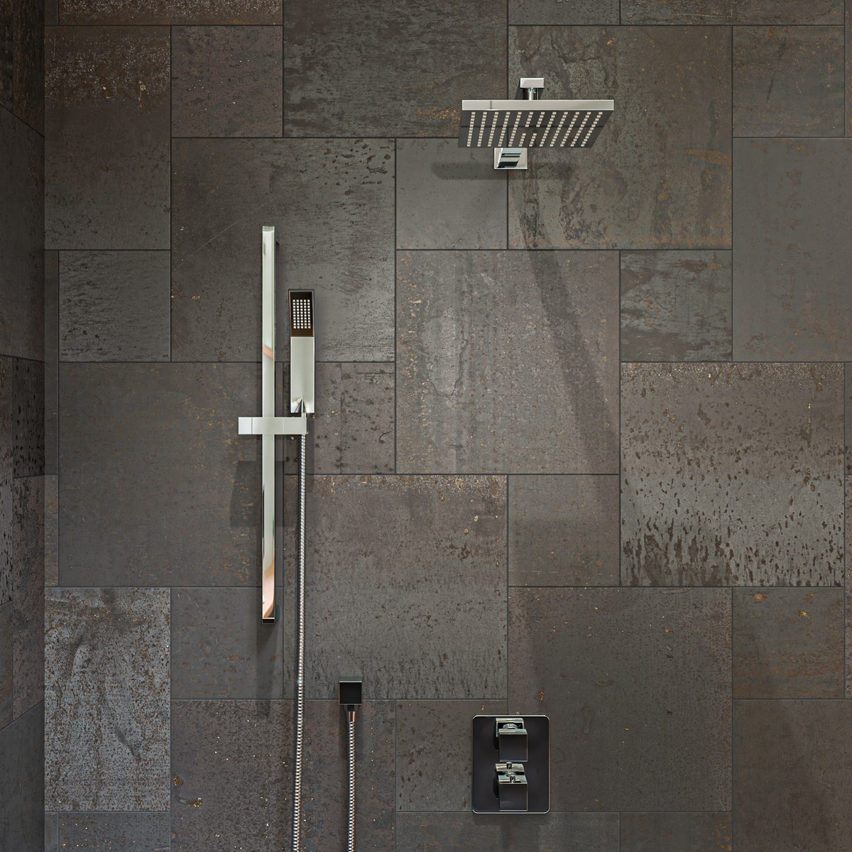 ALFI 2 Way Thermostatic Square Shower Set AB2830
