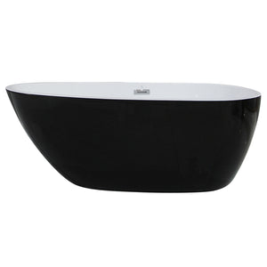 ALFI 59-Inch Oval Black & White Freestanding Acrylic Soaking Bathtub AB8862