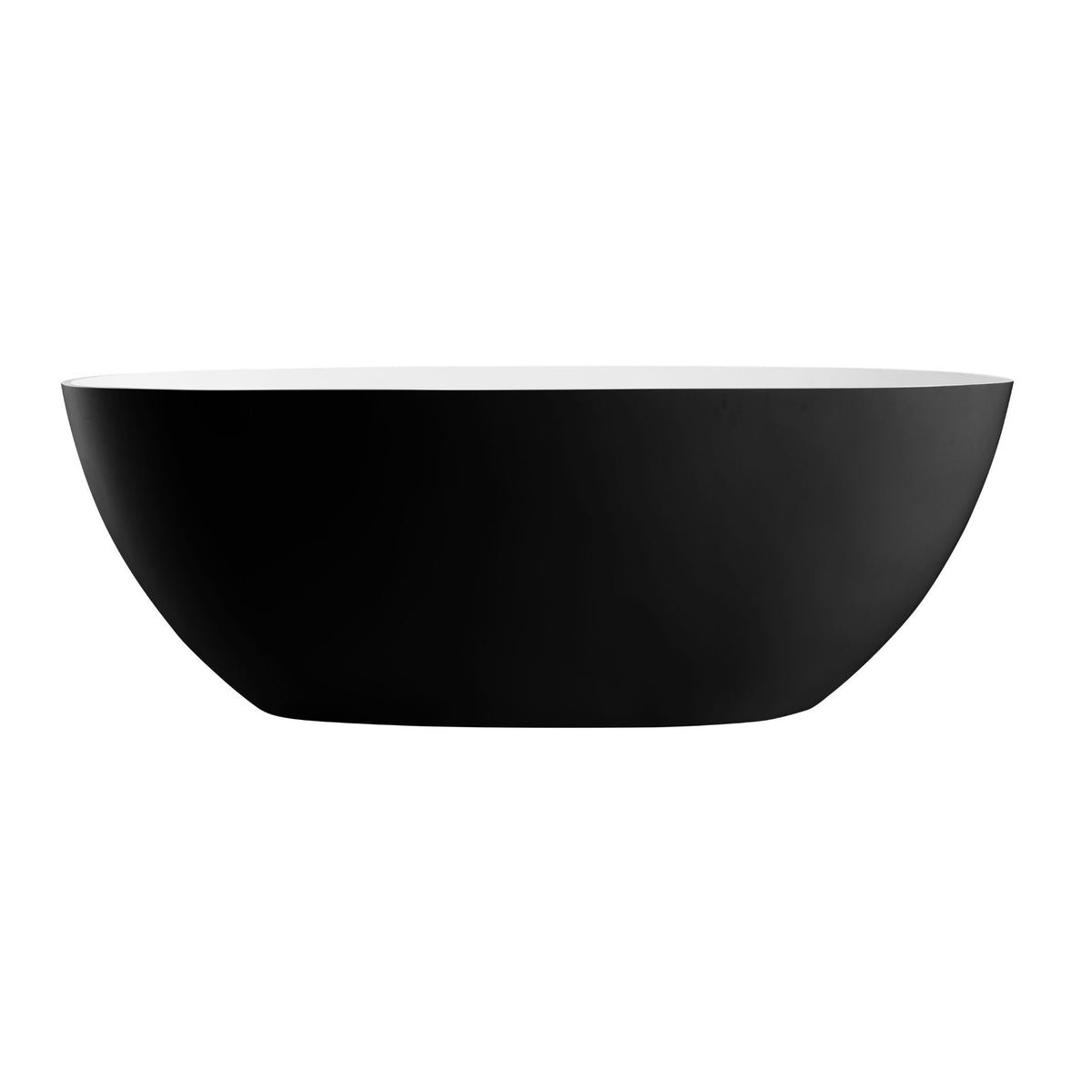ALFI 59-Inch Oval Painted Black & White Matte Solid Surface Freestanding Resin Soaking Bathtub AB9975BM