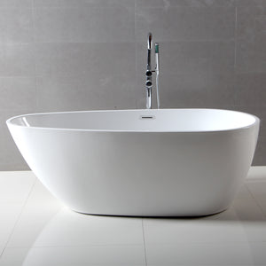 ALFI 59-Inch Oval White Freestanding Acrylic Soaking Bathtub AB8861