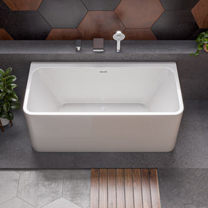 ALFI 59-Inch Rectangular White Freestanding Acrylic Soaking Bathtub AB8858