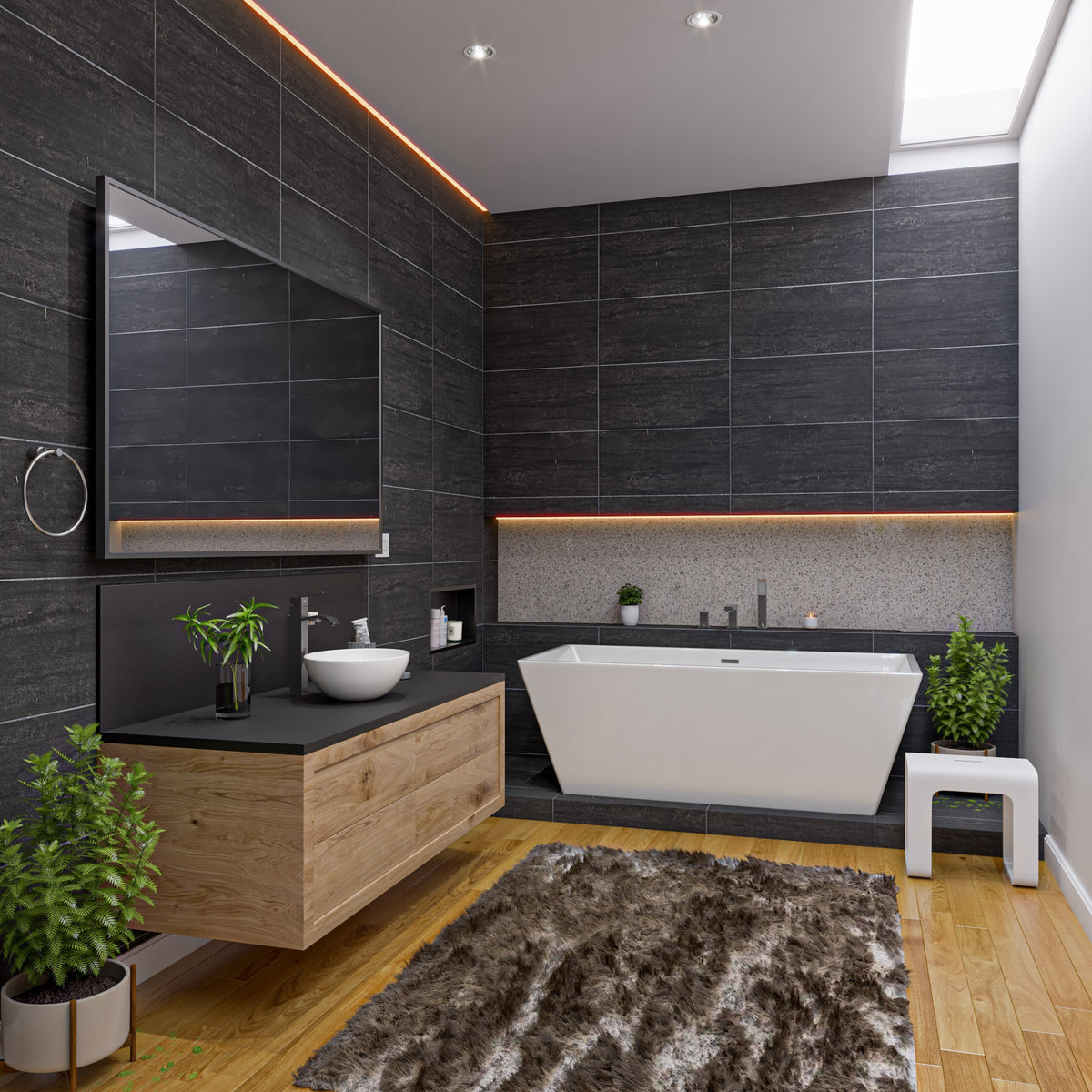 ALFI 67-Inch Rectangular White Freestanding Acrylic Soaking Bathtub AB8832