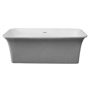 ALFI 67-Inch Rectangular White Solid Surface Freestanding Smooth Resin Soaking Bathtub AB9942