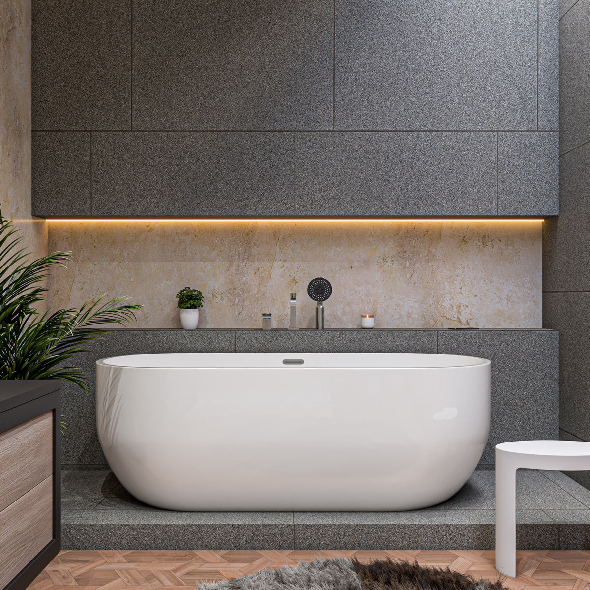 ALFI Deck Mounted Tub Filler and Round Hand Held Shower Head AB2703