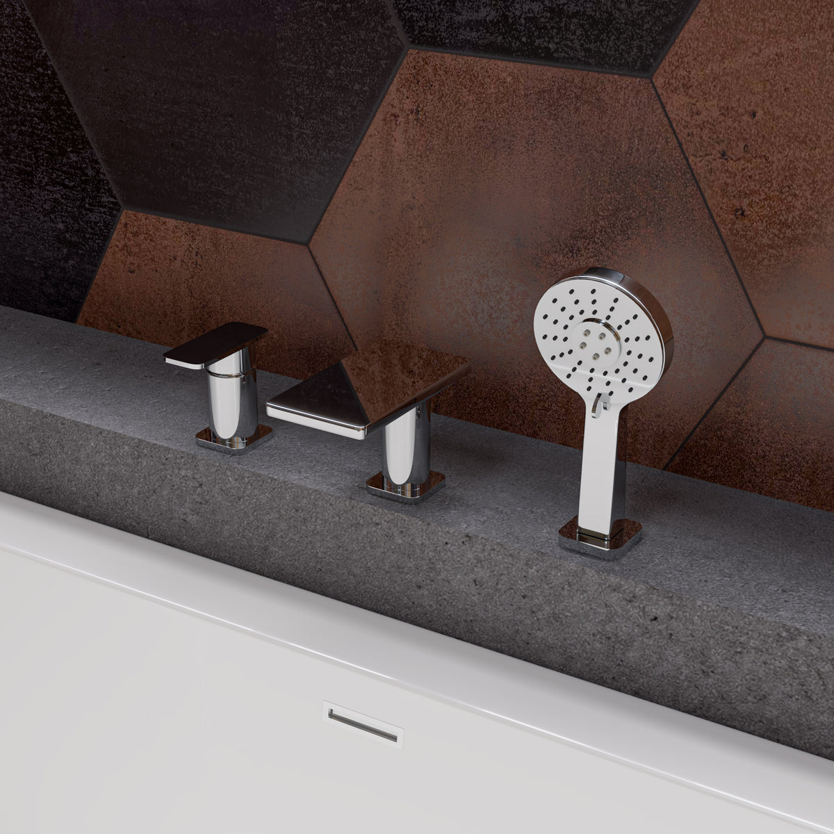 ALFI Deck Mounted Tub Filler with Hand Held Showerhead AB2879