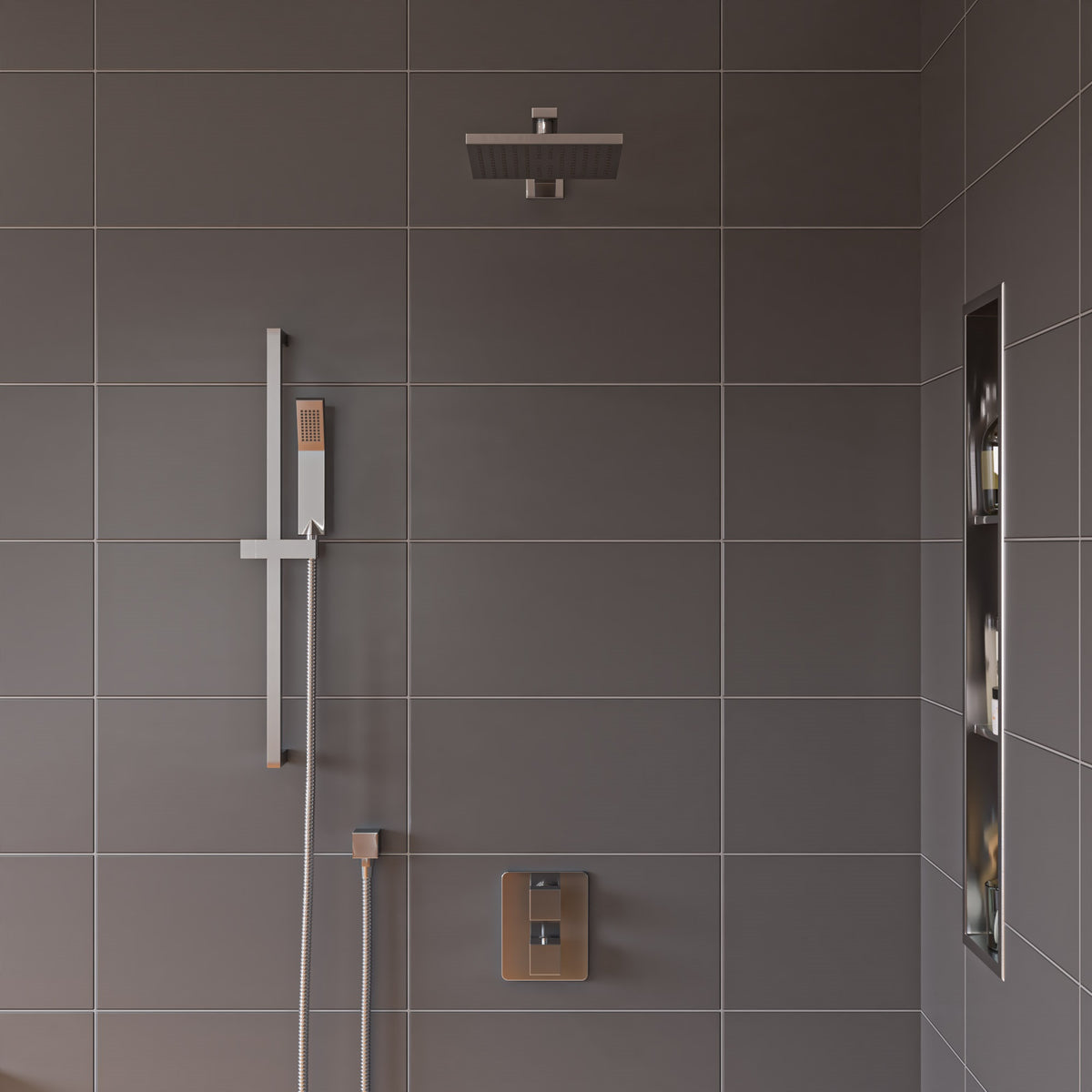 ALFI 2 Way Thermostatic Square Shower Set AB2830