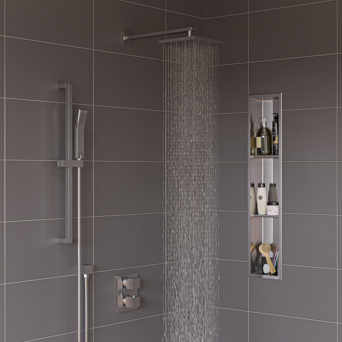 ALFI 2 Way Thermostatic Square Shower Set AB2830