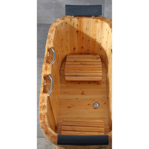 ALFI 65-Inch Cedar Wooden Freestanding Bathtub with Fixtures & Headrests - 2 Person AB1130