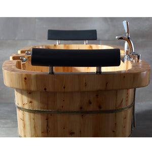 ALFI 65-Inch Cedar Wooden Freestanding Bathtub with Fixtures & Headrests - 2 Person AB1130