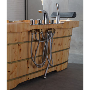 ALFI 65-Inch Cedar Wooden Freestanding Bathtub with Fixtures & Headrests - 2 Person AB1130