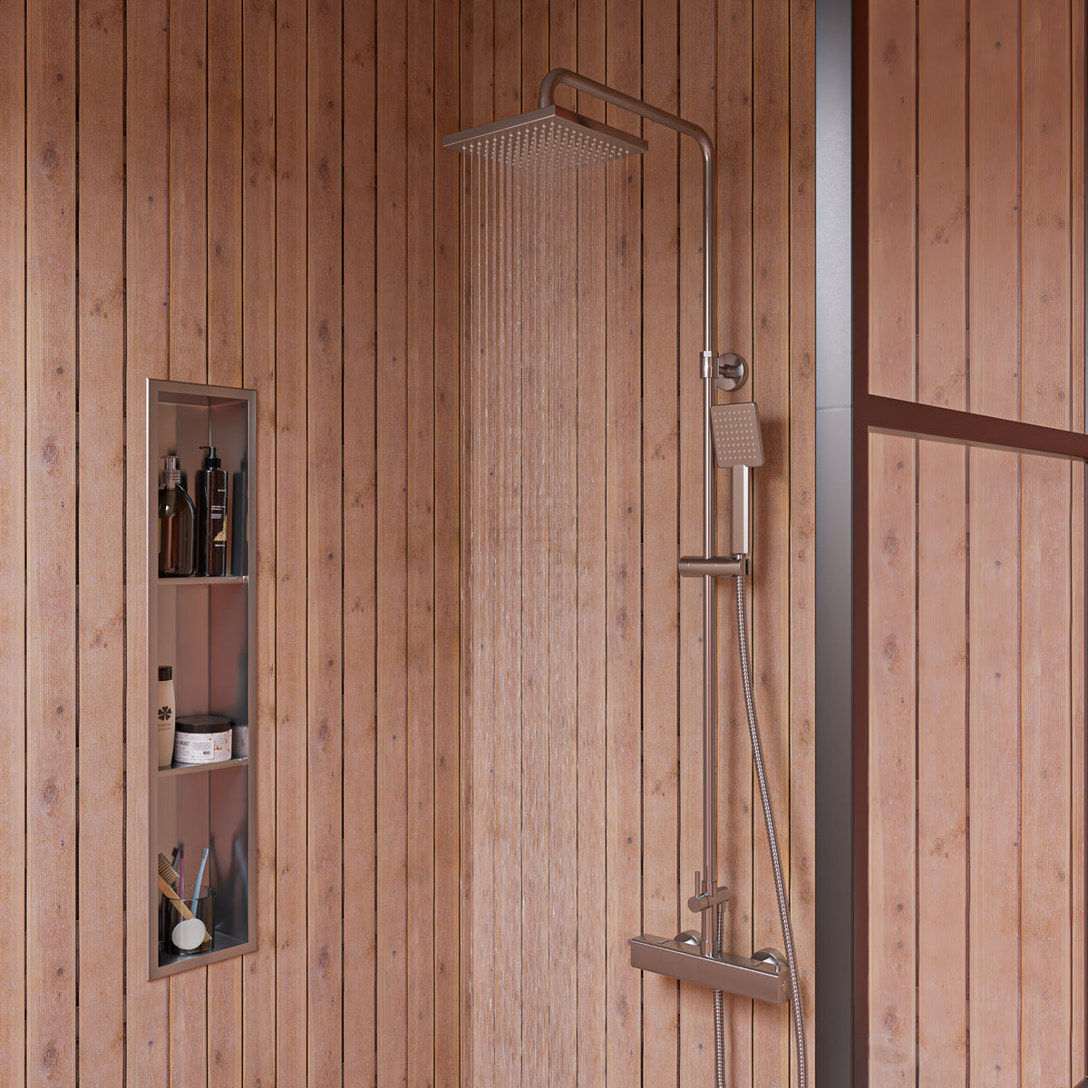 ALFI Square Brushed Nickel Style Thermostatic Exposed Shower Set AB2862-BN