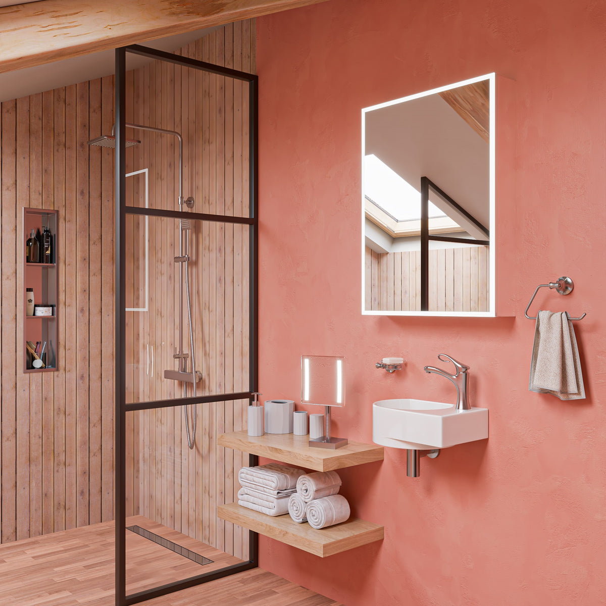 ALFI Square Brushed Nickel Style Thermostatic Exposed Shower Set AB2862-BN