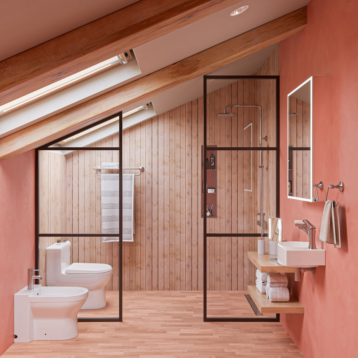 ALFI Square Brushed Nickel Style Thermostatic Exposed Shower Set AB2862-BN