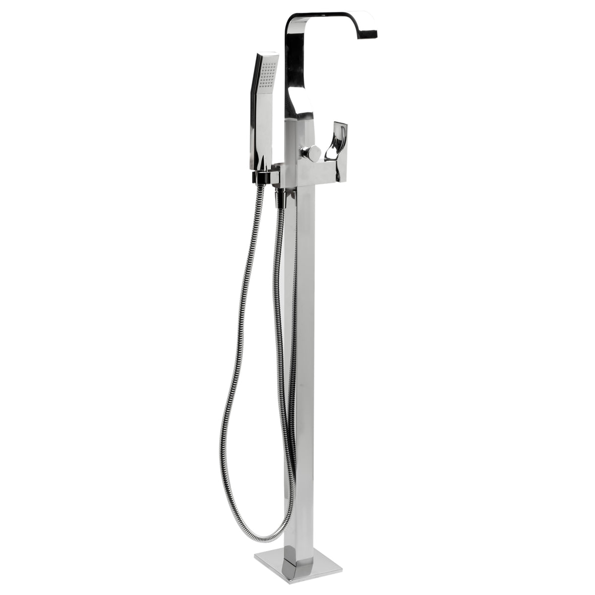 ALFI brands Curved Floor Mounted Tub Filler with Hand Held Shower Head AB2180