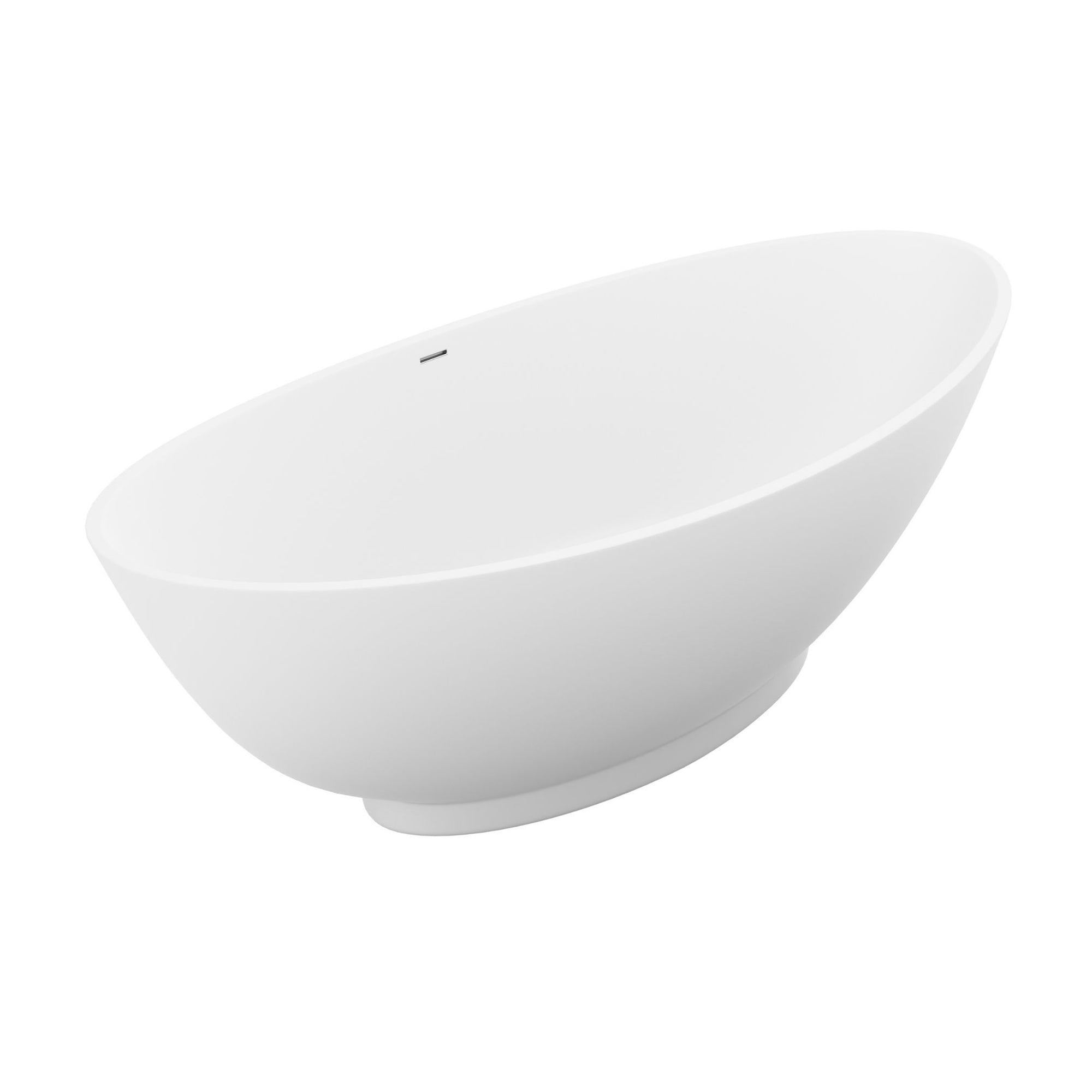 Anzzi Ala 6.2 ft. Solid Surface Center Drain Freestanding Bathtub in Matte White FT-AZ508