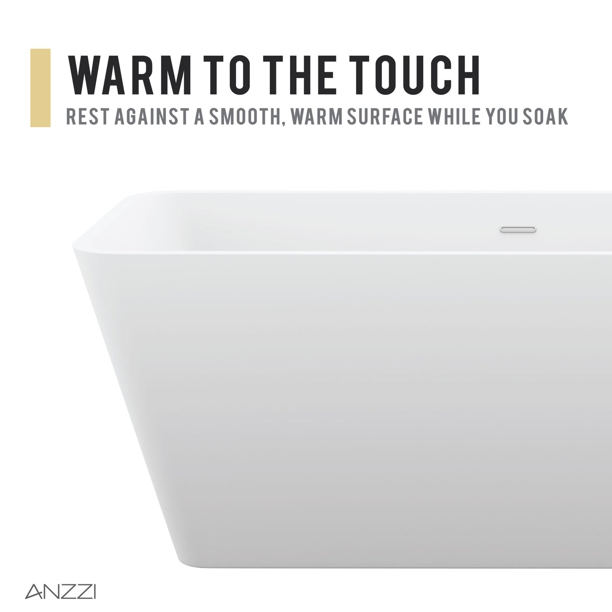Anzzi Cenere 4.9 ft. Man-Made Stone Center Drain Freestanding Bathtub in Matte White FT-AZ501