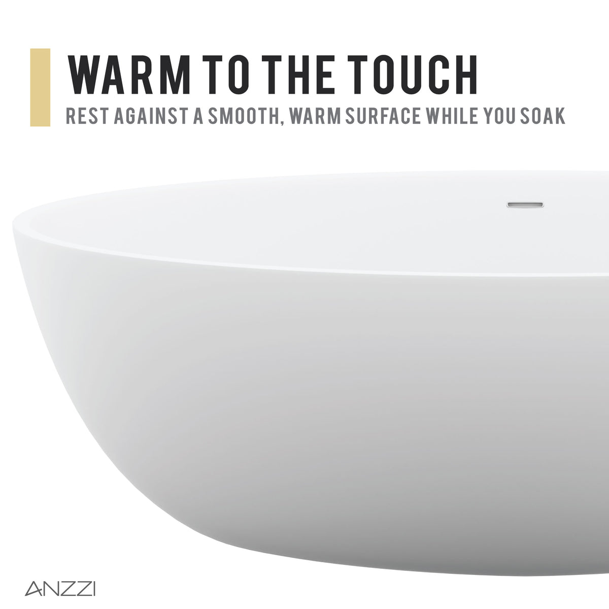 Anzzi Cestino 5.5 ft. Solid Surface Center Drain Freestanding Bathtub in Matte White FT-AZ510