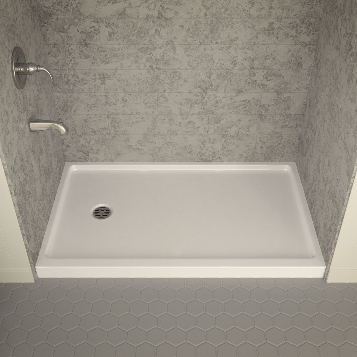 Anzzi Colossi Series 60 in. x 36 in. Shower Base in White SB-AZ007WL