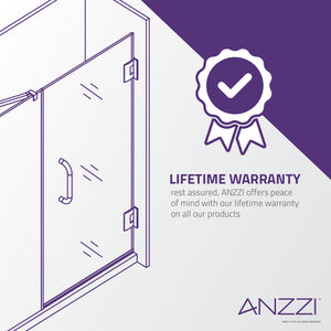 Anzzi Consort Series 60 in. by 72 in. Frameless Hinged Alcove Shower Door with Handle SD-AZ07-01