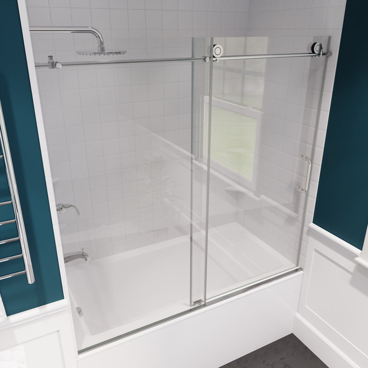 Anzzi Don Series 60 in. x 62 in. Frameless Sliding Tub Door SD-AZ17-01