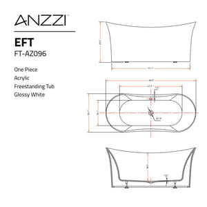 Anzzi Eft 67 in. Acrylic Flatbottom Non-Whirlpool Bathtub in White with Faucet in Brushed Nickel FTAZ096