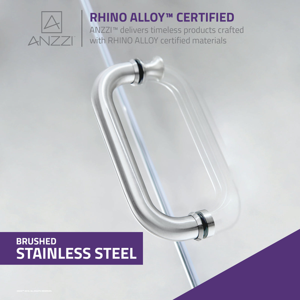 Anzzi Fellow Series 24 in. by 72 in. Frameless Hinged Shower Door with Handle SD-AZ09-01