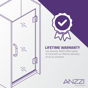 Anzzi Fellow Series 24 in. by 72 in. Frameless Hinged Shower Door with Handle SD-AZ09-01