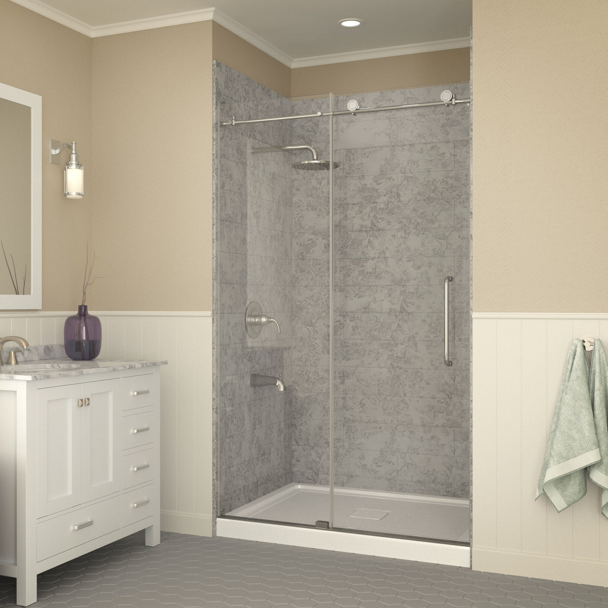 Anzzi Fissure Series 48 in. x 36 in. Shower Base in White SB-AZ011WC