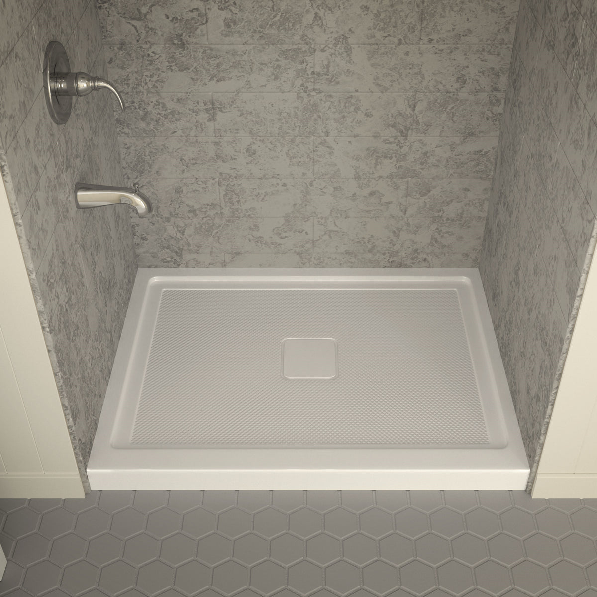 Anzzi Fissure Series 48 in. x 36 in. Shower Base in White SB-AZ011WC