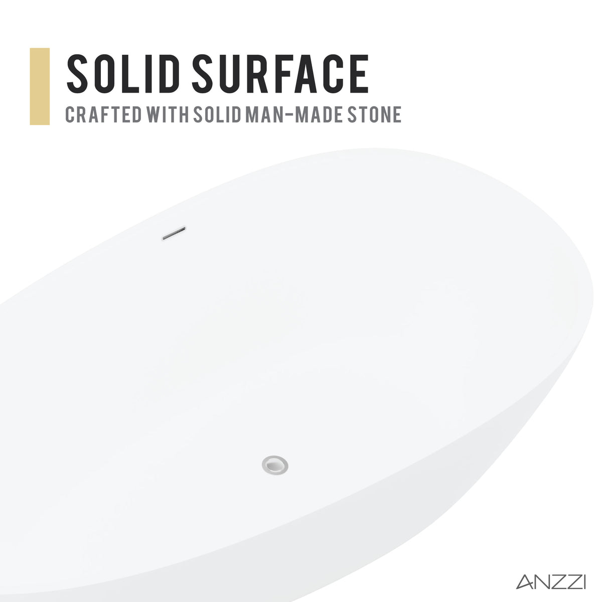 Anzzi Fiume 5.6 ft. Man-MaSde tone Center Drain Freestanding Bathtub in Matte White FT-AZ502