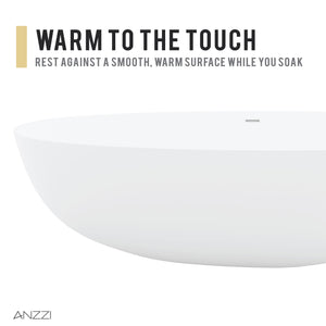 Anzzi Fiume 5.6 ft. Man-MaSde tone Center Drain Freestanding Bathtub in Matte White FT-AZ502