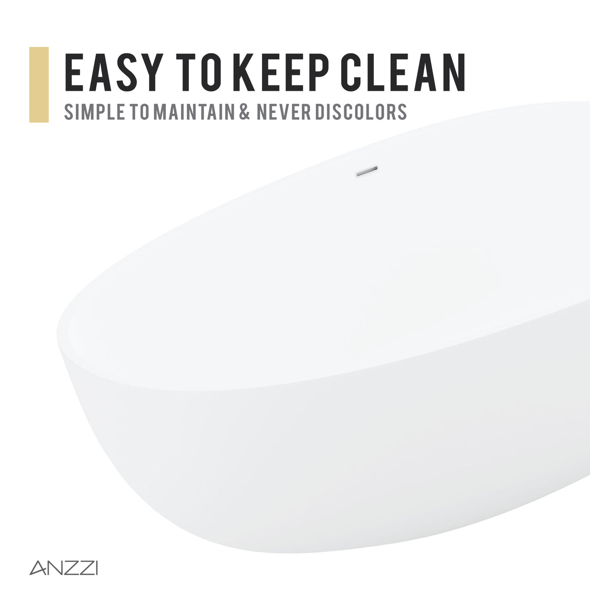 Anzzi Fiume 5.6 ft. Man-MaSde tone Center Drain Freestanding Bathtub in Matte White FT-AZ502
