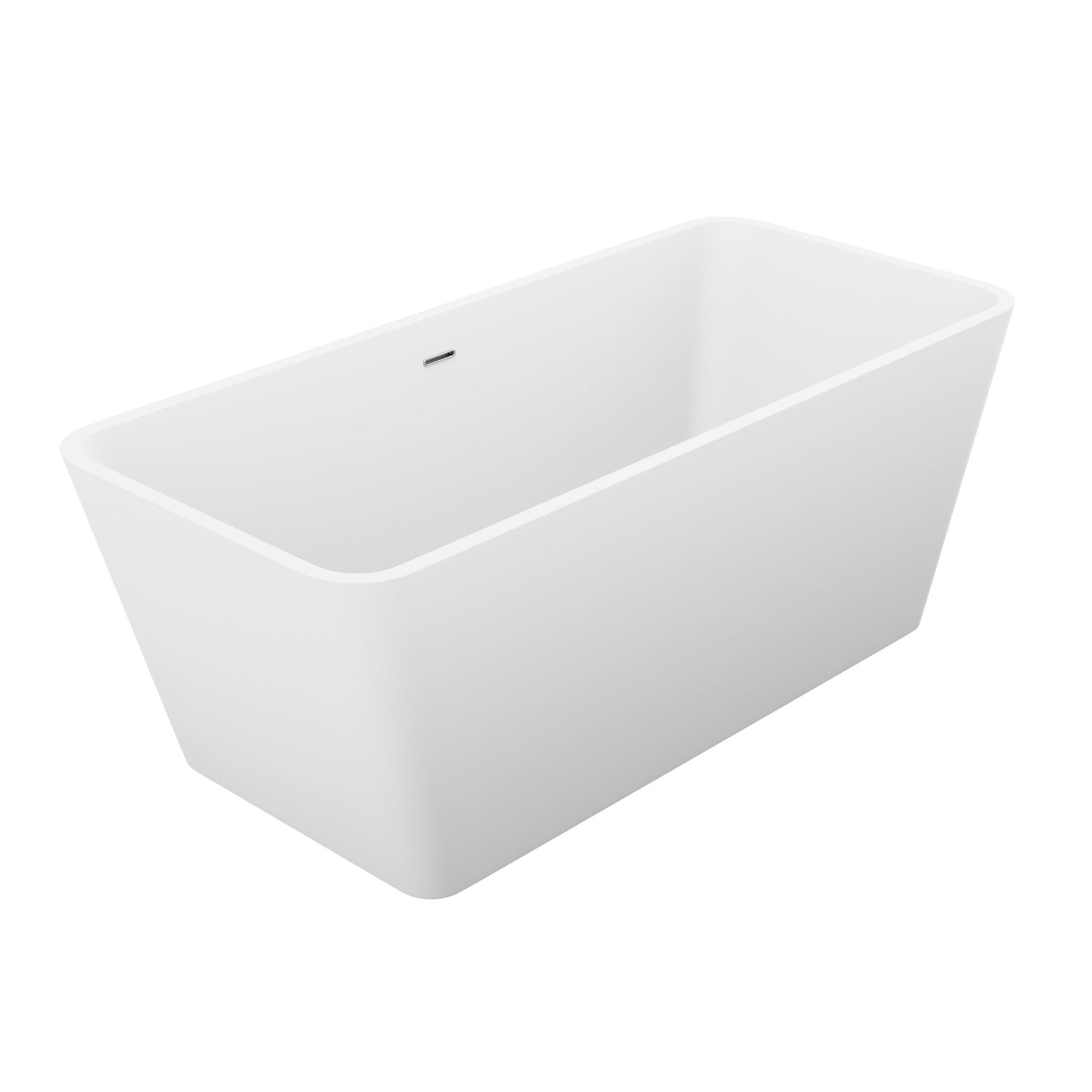 Anzzi Fomaia 4.9 ft. Man-Made Stone Center Drain Freestanding Bathtub in Matte White BS-S03
