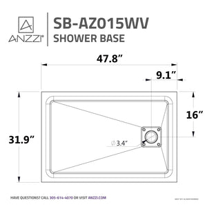 Anzzi Forum Series 48 in. x 32 in. Shower Base in White SB-AZ015WV
