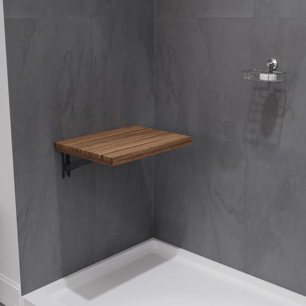Anzzi Goreme 12.6'' Teak Wall Mounted Shower Seat AC-AZ20