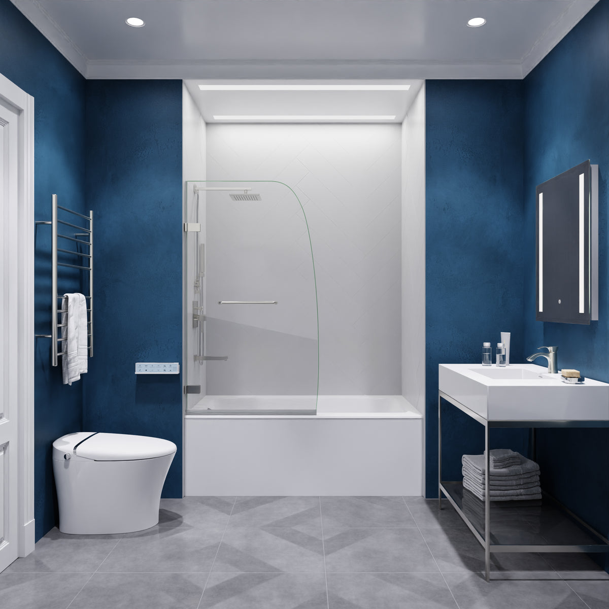 Anzzi Grand Series 31.5 in. by 56 in. Frameless Hinged Tub Door SD-AZ10-01