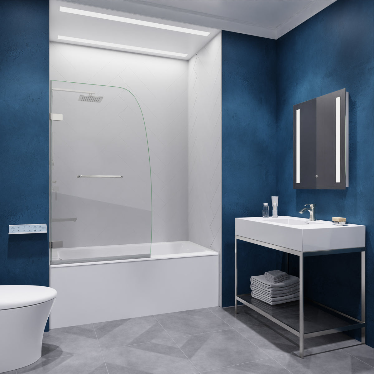 Anzzi Grand Series 31.5 in. by 56 in. Frameless Hinged Tub Door SD-AZ10-01