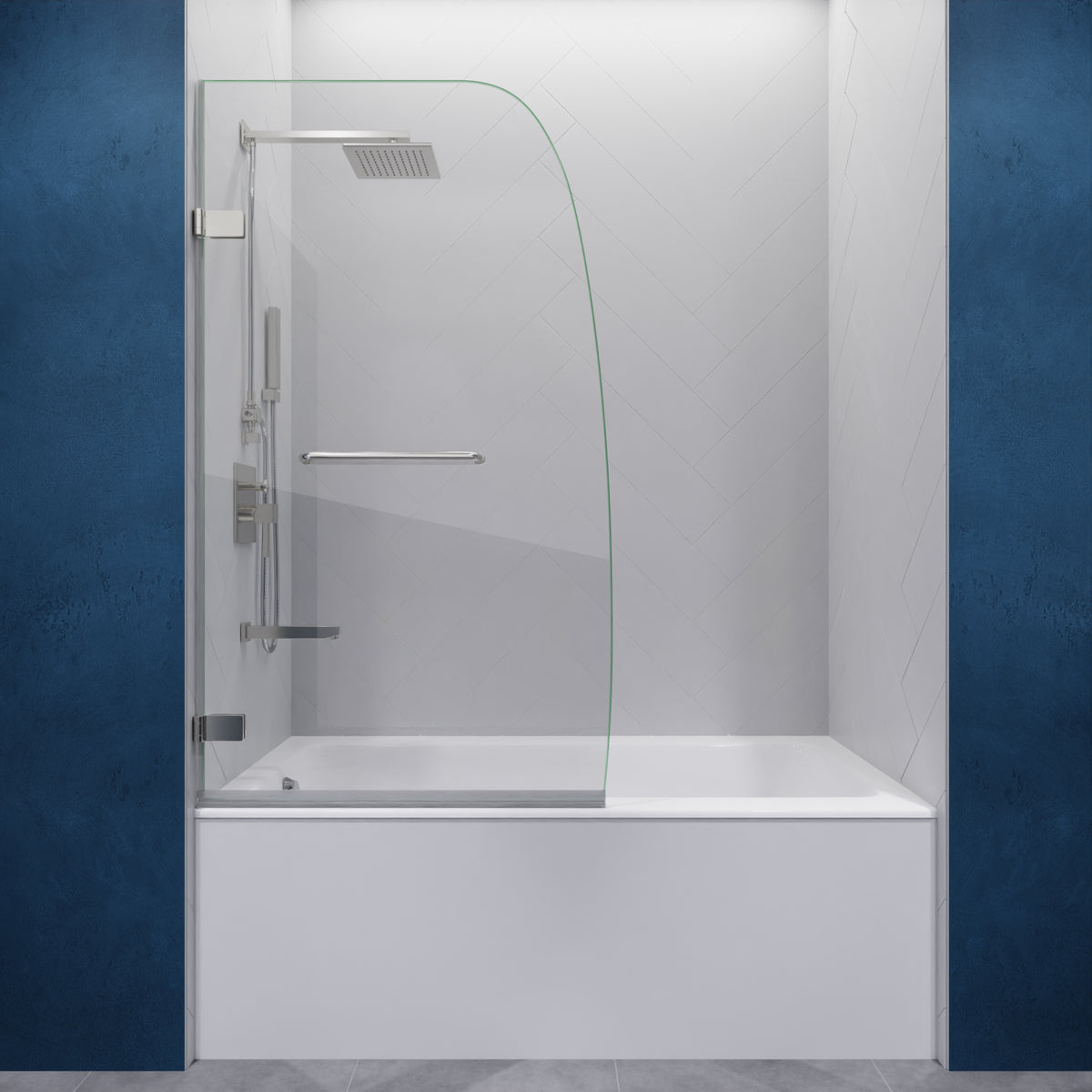 Anzzi Grand Series 31.5 in. by 56 in. Frameless Hinged Tub Door SD-AZ10-01