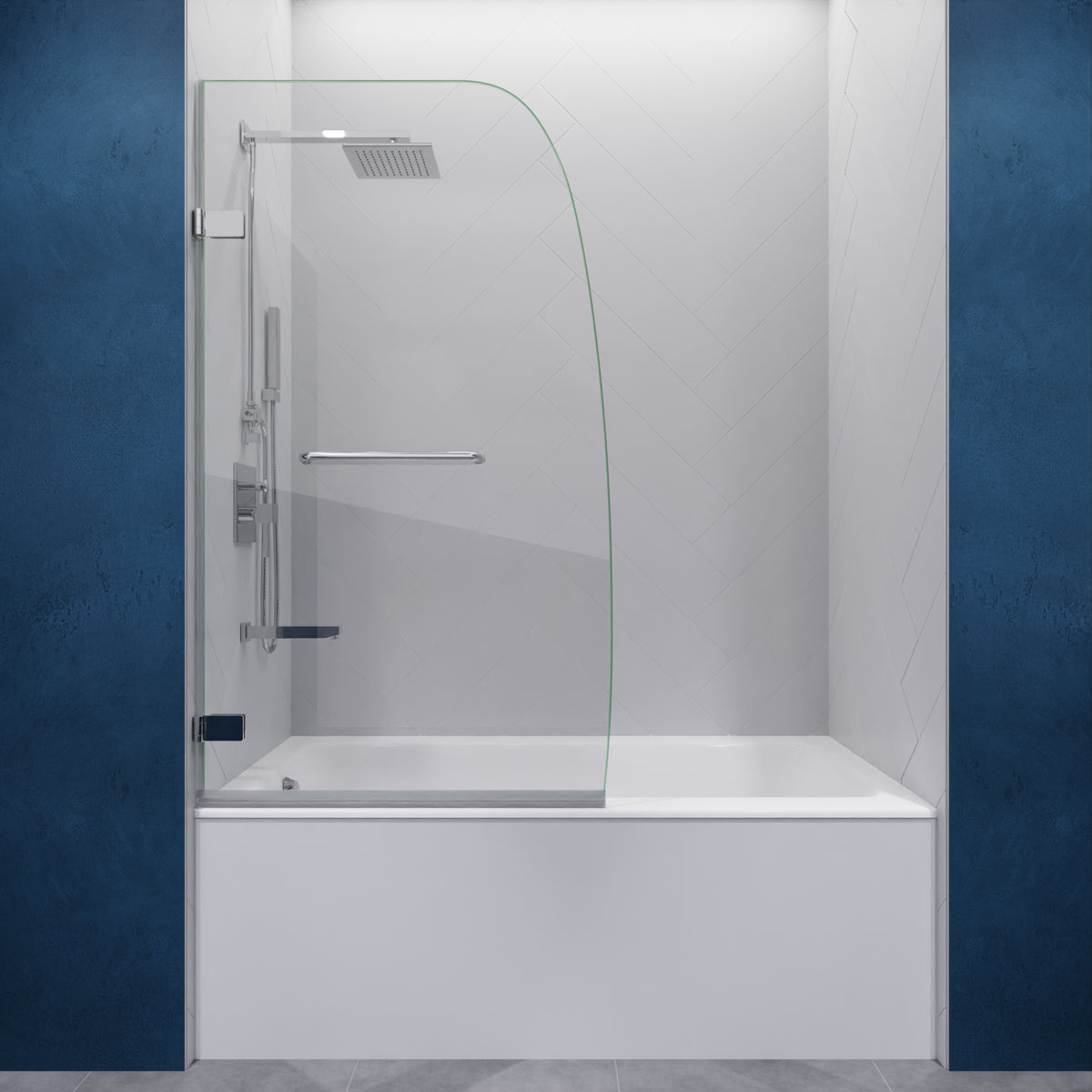 Anzzi Grand Series 31.5 in. by 56 in. Frameless Hinged Tub Door SD-AZ10-01