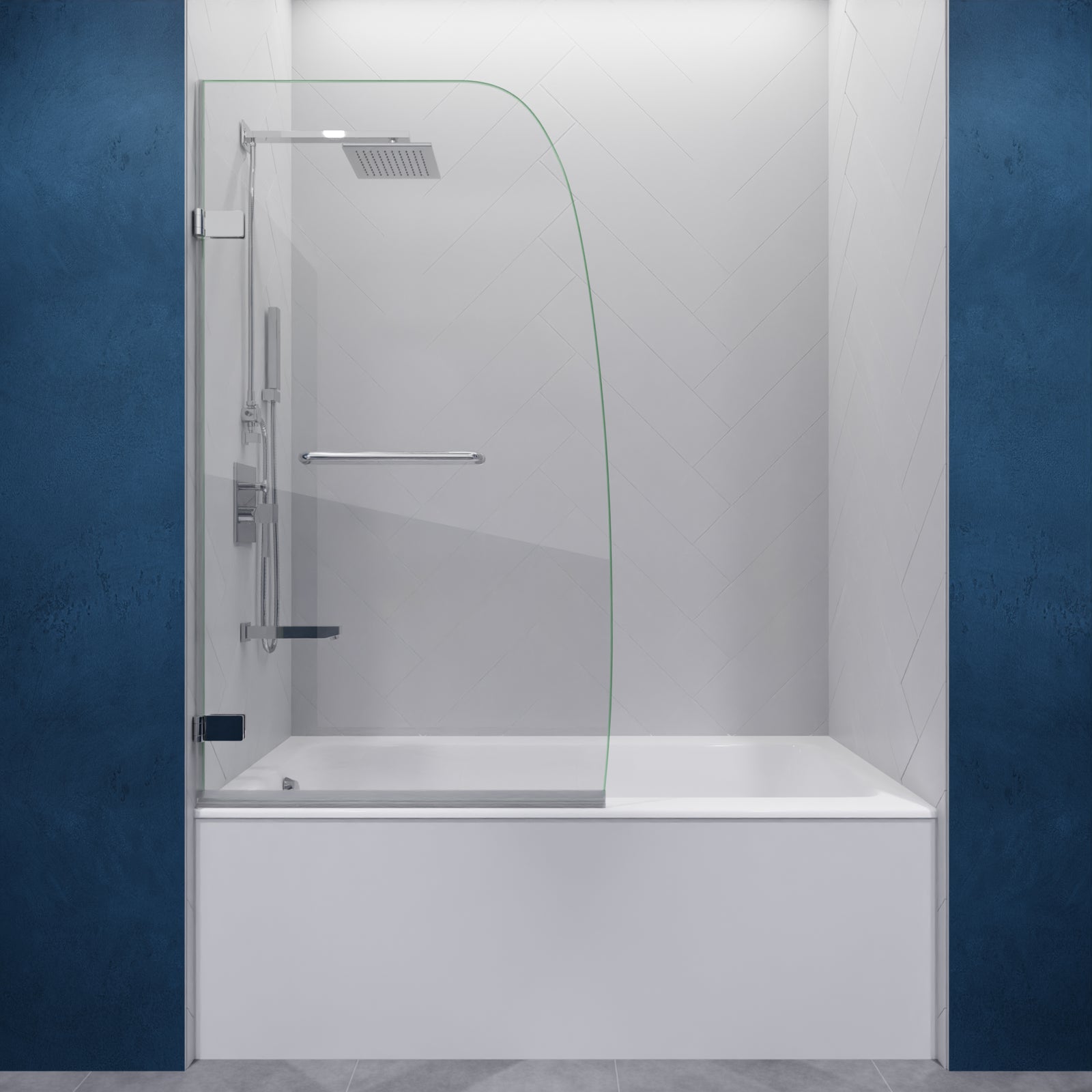 Anzzi Grand Series 31.5 in. by 56 in. Frameless Hinged Tub Door SD-AZ10-01