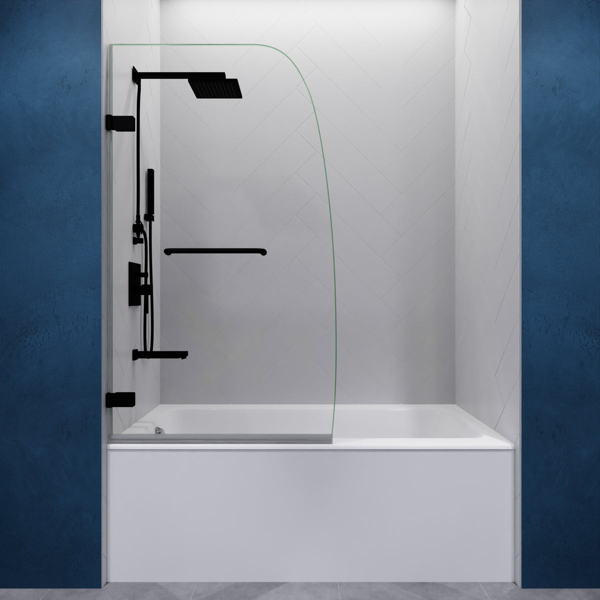 Anzzi Grand Series 31.5 in. by 56 in. Frameless Hinged Tub Door SD-AZ10-01
