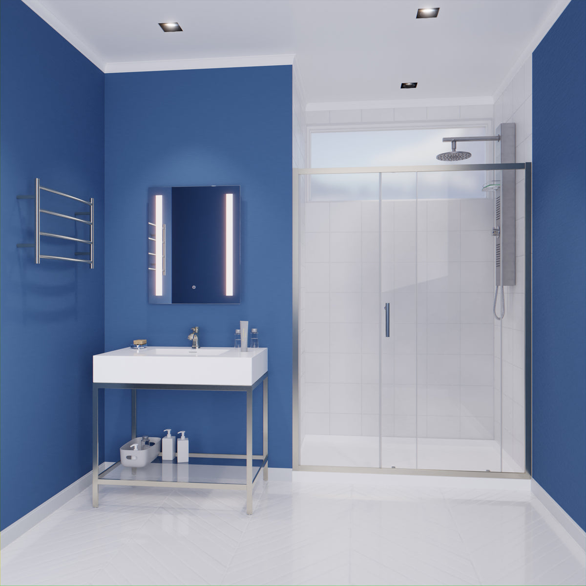 Anzzi Halberd 60 in. x 72 in. Framed Shower Door with TSUNAMI GUARD SD-AZ052-02